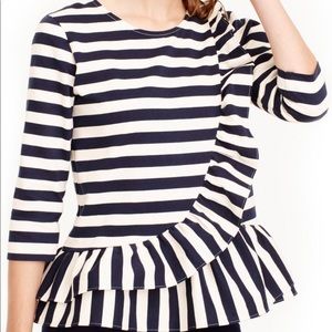 NWT JCrew Ruffle Stripe Asymmetrical top S